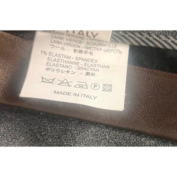 Brunello Cucinelli Gray Wool Straight Leg Leather Trim Trousers 38 US 6 Career - Picture 8 of 8